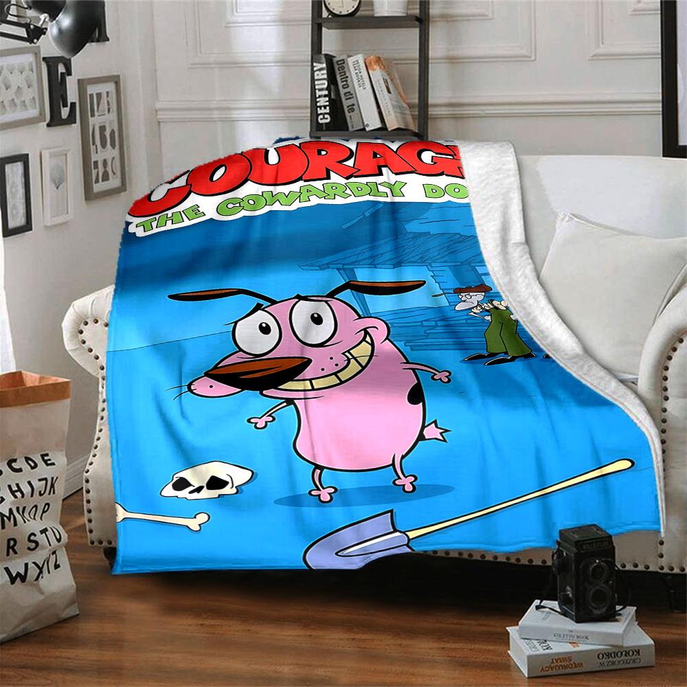1pc Courage The Cowardly Dog Blanket Versatile for Couch, Office Bed