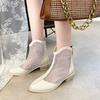 Fashion Women's Hollow Out Pointed Short Boots 2024 Summer New Fashion Mesh Breathable Comfortable Rome Versatile Casual Women's Shoes