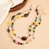 Fashion Colorful Vintage Irregular Bead Pearl Pendant Double Layers Bohemian Stackable Rope Chain Choker Women Girls