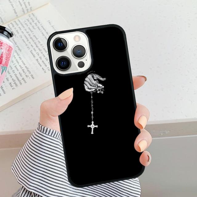 Cross on Bible Christian Catholic phone Case For iPhone 16 15 14 Plus XR XS apple 16 11 12 13 mini Pro Max coque