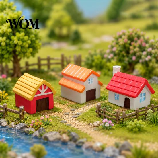 Sun Resistant Miniature House Figurine, Mini Ornament for Micro Landscape, Small Tiny Toy Decoration Doll Fairy Garden Planter Pot