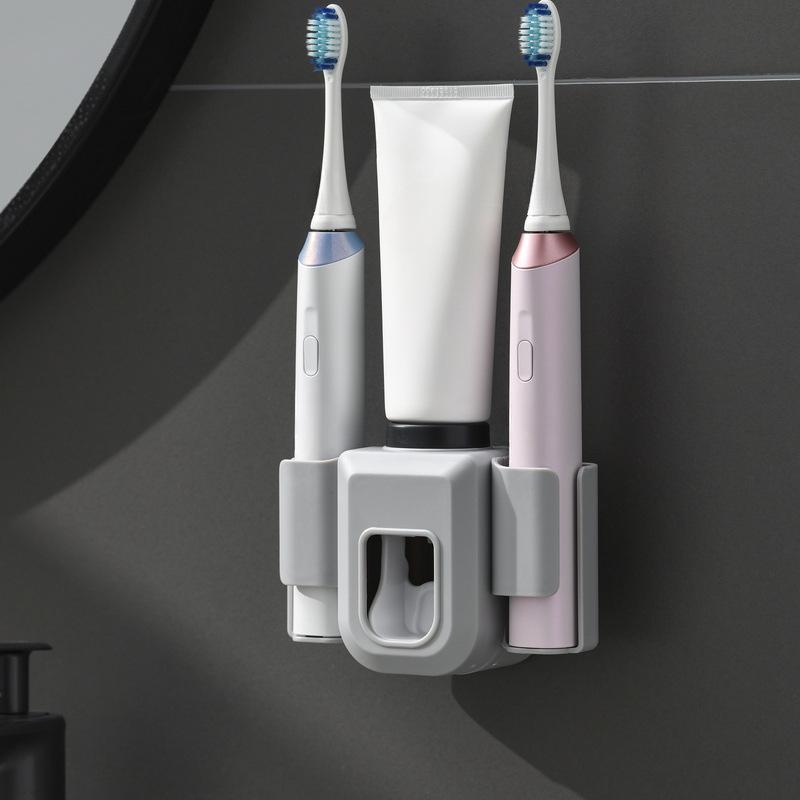 Electric Toothbrush HolderLazy Automatic Toothpaste SqueezerWall Mounted No-Punch Toothpaste Holder