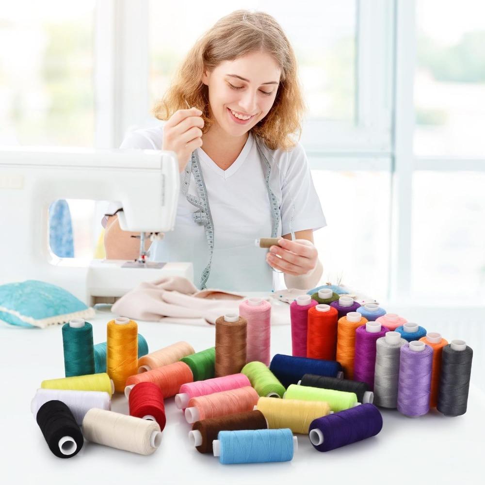 6 Rolls Polyester Sewing Thread Set Assorted Colors Polyester Sewing Machine Thread for Home DIY Manual and Mechanical Sewing