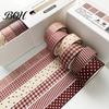 Neat Storage Washi Tape Set 6 Rolls Plaid Set, Grid Checkered Pattern Masking Tape, Self Artistic Roll Adhesive Decorative for DIY Crafts, Journal,