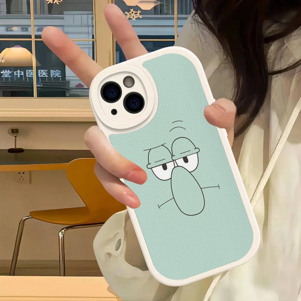 Cute SpongeBob Dolls Phone Case Hard Leather For iPhone 14 13 16 Mini 15 14 11 12 Pro Max Plus Fundas