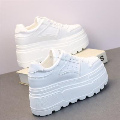 Модные кроссовки на платформе 8 см для женщин, белая обувь на каблуке, удобные, нескользящие, из натуральной кожи, женская повседневная обувь для ходьбы