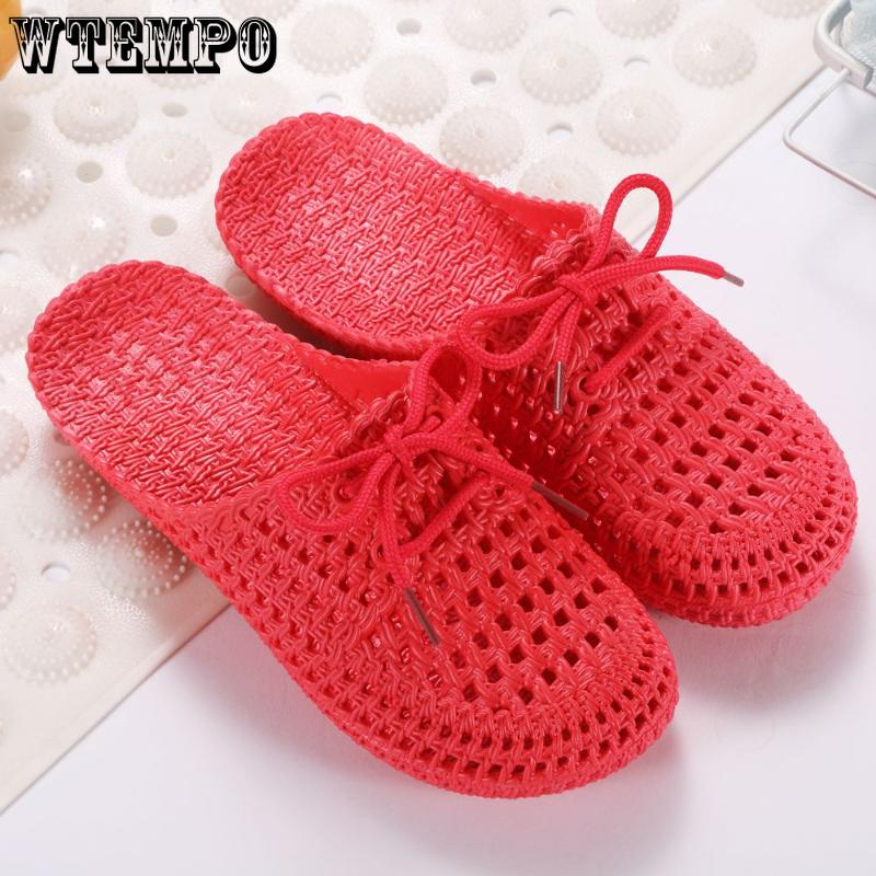 PVC Slides Women's Outer Wear Holey Shoes Summer Soft Bottom Thick Bottom Sandals Home Bathroom Hollow Wrapped Toe Slipper Outdoor Beach Flip-flops