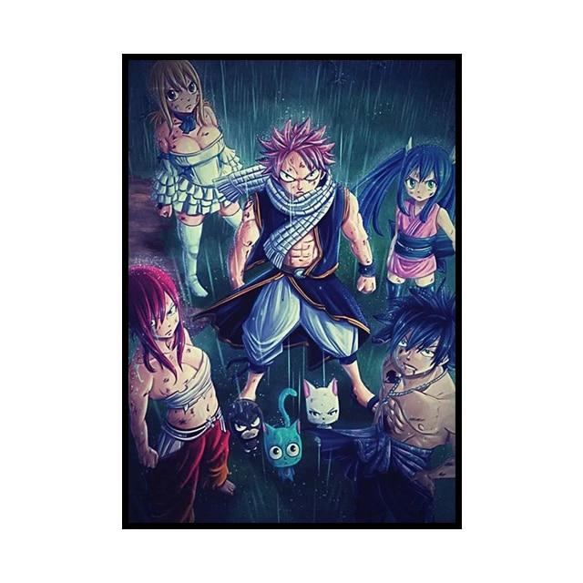 Японское аниме-персонаж, украшение, фреска, плакат «Хвост феи», холст, живопись и настенные художественные принты для детской комнаты для современного домашнего декора, без рамки