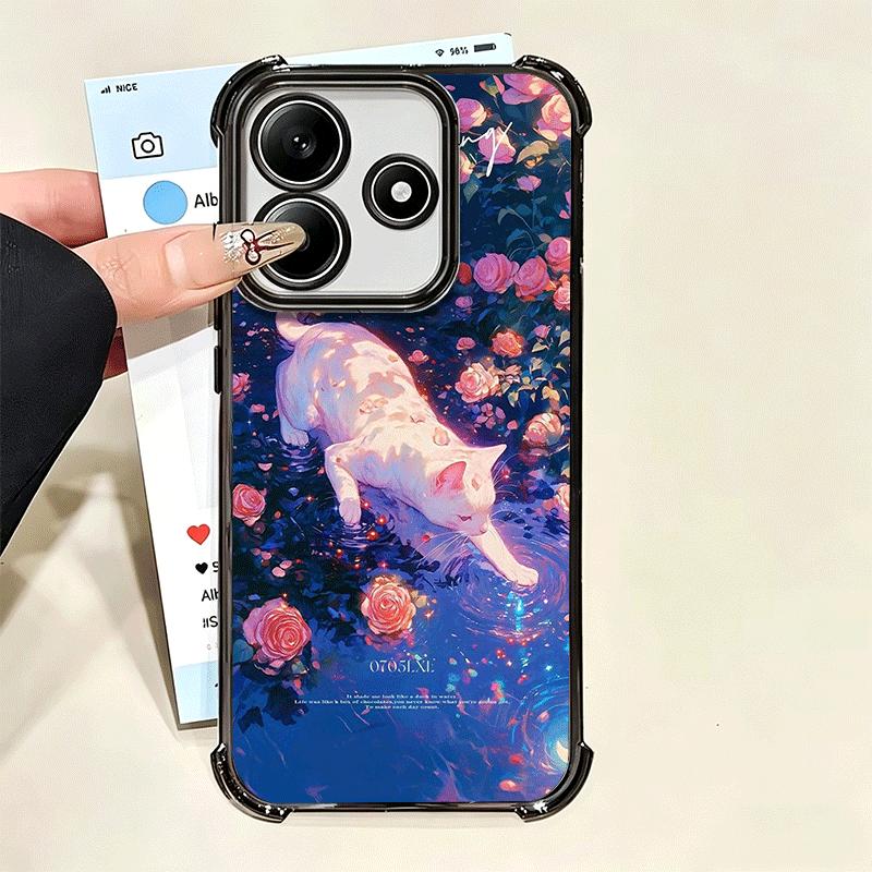 Ночная Луна Кошка Мечтательное Искусство Мягкий Чехол Для Телефона Для Xiaomi Poco X7 X8 Pro Max X6 X5 X3 F8 Ultra F7 M8 M7 M5S Redmi 15C 15A 15 14C 13C
