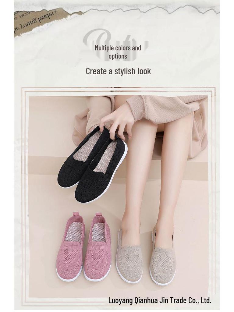 Женские дышащие слипоны из материала Flyknit, больших размеров, в повседневном весеннем стиле