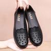 Mom Sandals Summer Breathable Hollow Leather Shoes Soft Bottom Non Slip Flat Bottom Middle Aged Women's Shoes Elderly Hole Shoes
