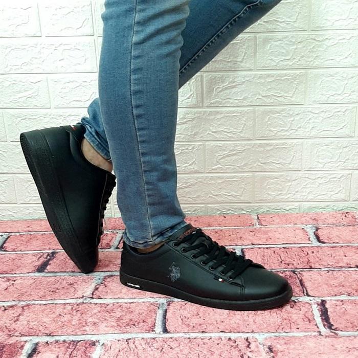 Женские мужские кроссовки U.S.Polo Franco Black Flat Sole Sneaker