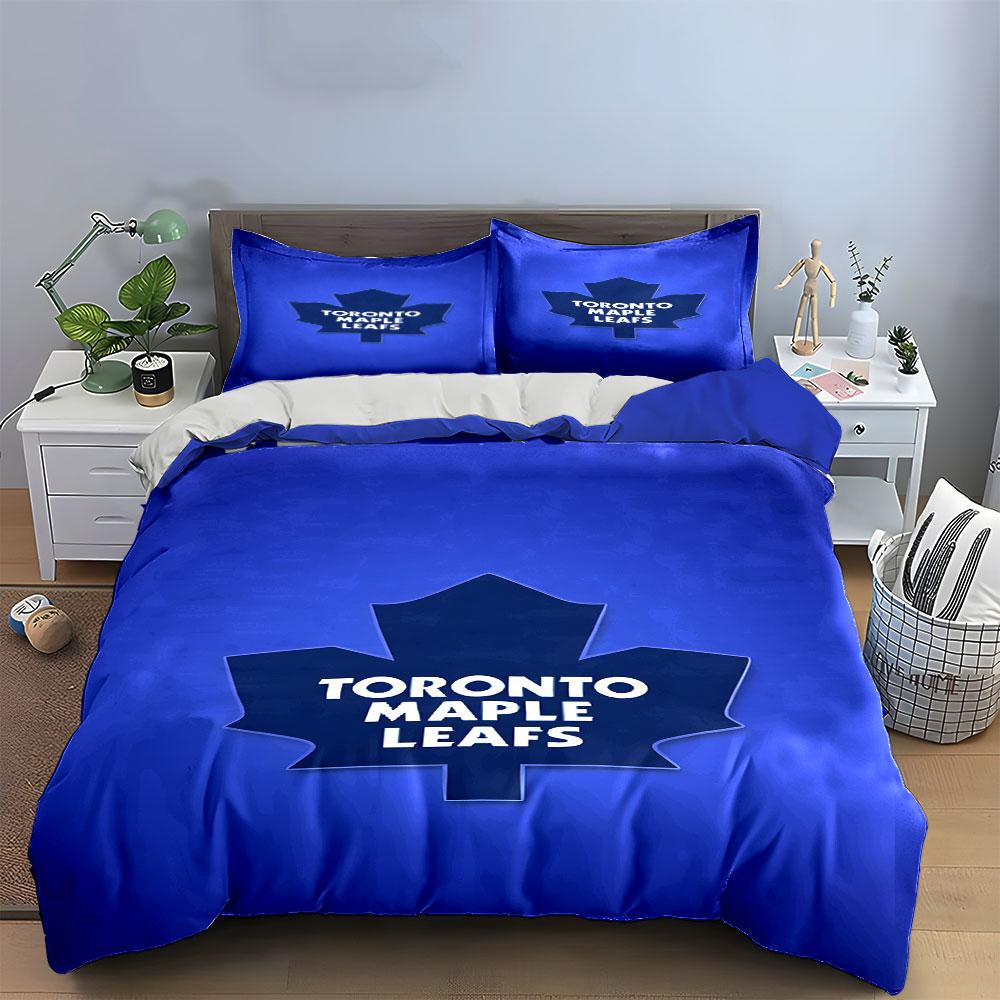 Toronto Maple Leafs Logo Bedding Design Print Bedding Set Duvet Cover Pillowcases (1* Duvet Cover 2* Pillowcases Do Not Include Comforter)