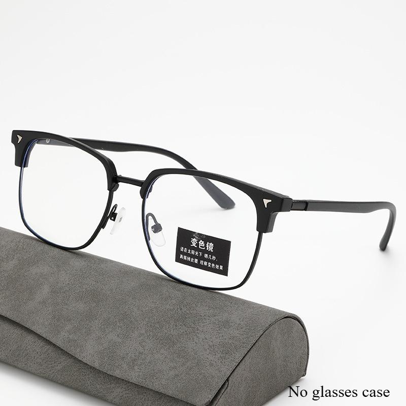 Photochromic Anti Radiation Glasses for Men and Women Simple Square Anti-blue Transition Eyeglasses Outdoor Shade Sunglasses