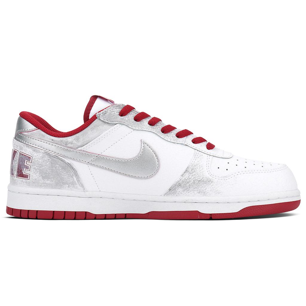 Nike Big Abrasion Resistant Low top Skateboard Shoes Men's Gray White Red 355152-150(Team1957-)