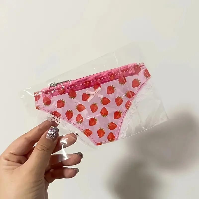 Смешная Сумка для Макияжа в Форме Трусиков Японская Кружевная Сумка для Хранения Водонепроницаемый Кошелек для Мелочи и Карт с ПВХ-Печатью