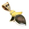 Natural Labradorite TwoTone 925 Solid Sterling Silver Jewelry Pendant 1.75" I2w67