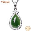 Танциз Стерлингового Серебра 925 Классическое Женское Нефритовое Ожерелье Кулон Циркон Модный Подарок