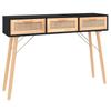 Console Table Black 105x30x75 cm Solid Wood Natural Rattan