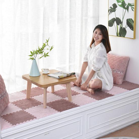 2Pcs Floor Mat No Hair Loss Decorative Anti-fading Great Puzzle Design Bay Window Floor Protective Carpet Daily Use
