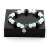 Stones and Minerals. Moonstone Pearl Bracelet + Light Blue Tiger Eye 8 Mm. Made In France.