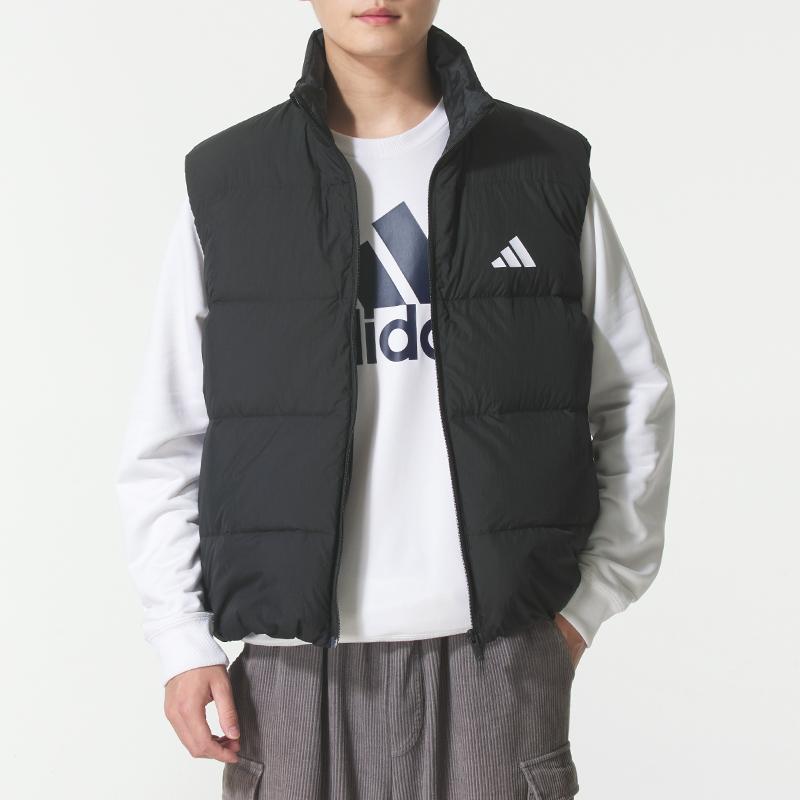 adidas Essentials 3-Stripes Puf D V Логотип бренда Спортивный Повседневный Пуховик Теплый Безрукавный Жилет Мужской жилет Черный KH3991