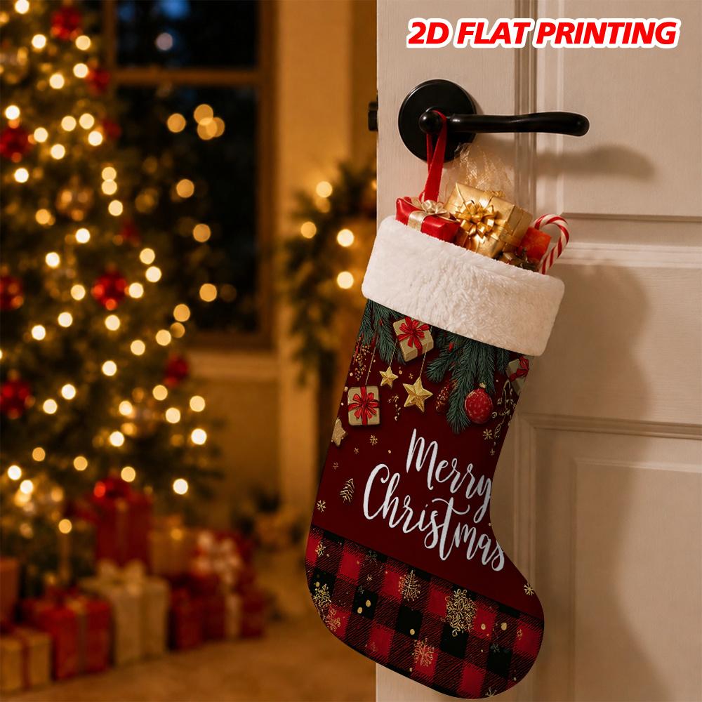 Christmas decoration fireplace hanging stocking 1pc 1pcs Classic Christmas Stocking Ornament - Flat Suitable f