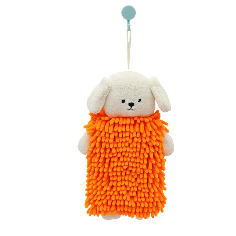 Cute Puppy Microfiber Hand Towel With Hanging Loop For Childrens Bathroom Use