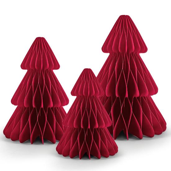 3 Pcs Paper Christmas Tree 3D Honeycomb Tree Tabletop Centerpiece for Holiday Fireplace Mantel Table Decor