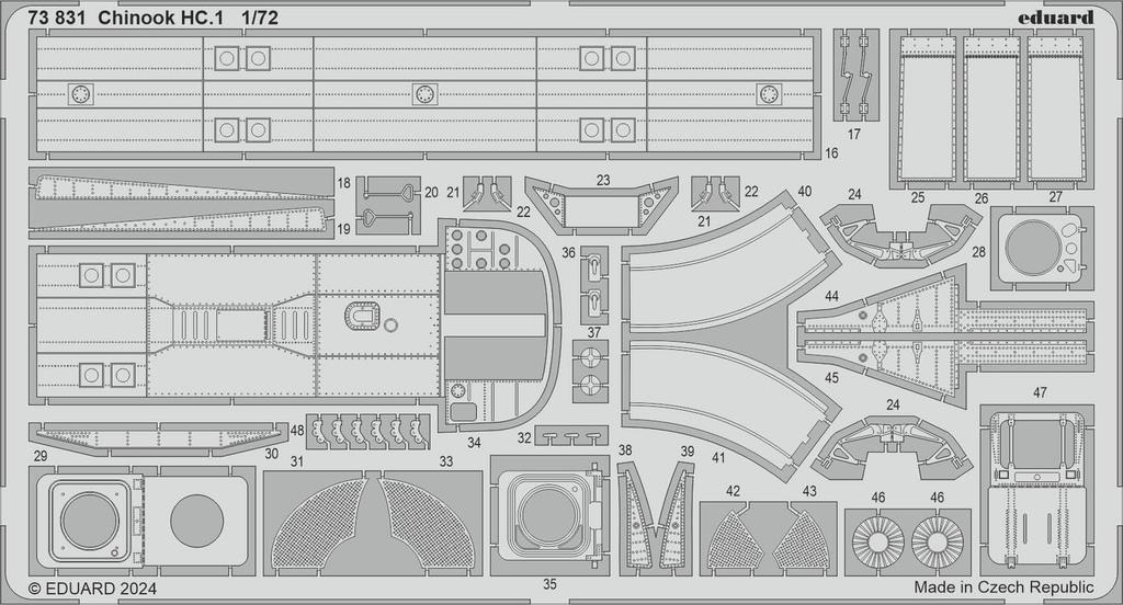 eduard Boeing Bartle Chinook Parts Plastic Model Parts EDU73831 1/72 HC.1 Photo-etched (for Airfix)