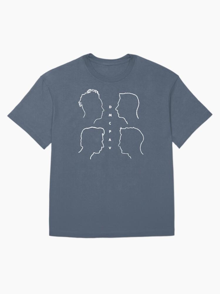 Depeche Mode members juxtaposed profile white outline red background + DMCPAV logo Oversized T-Shirt