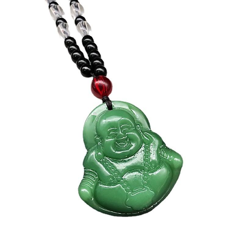 Retro Guanyin Buddha Guan Gong Imitation Jade Pendant Chain Accessories Necklace Ethnic Style Pendant