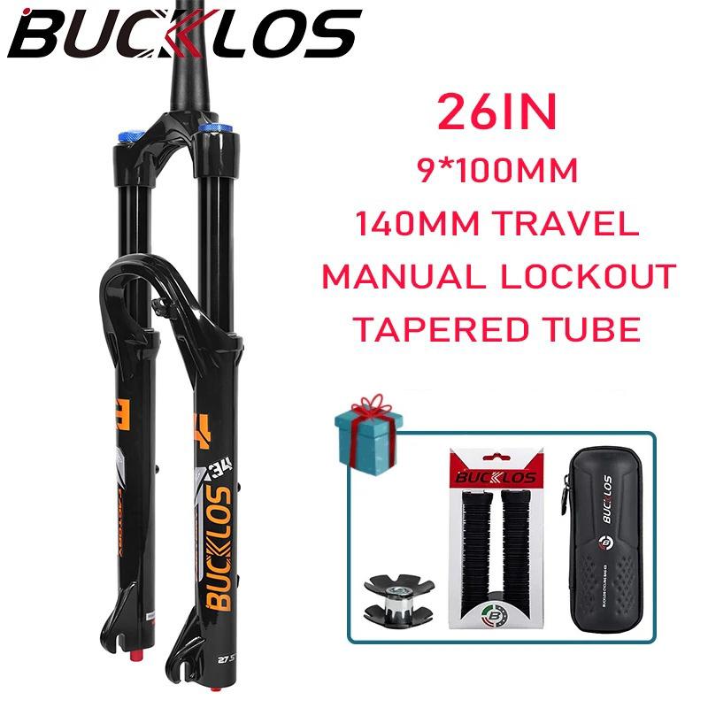 BUCKLOS 26/27.5/29 дюймов Воздушная Амортизационная Вилка для Горного Велосипеда с Регулировкой Отскока Велосипедные Вилки 9x100 мм Быстросъемная Велосипедная Вилка Ход 140 мм