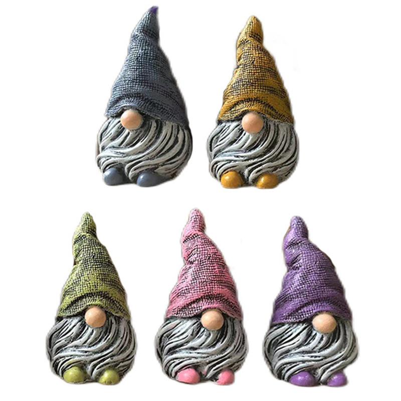 Christmas Gnome Figurine White Beard Elf Handmade Ornament for Home Office Desk Decor