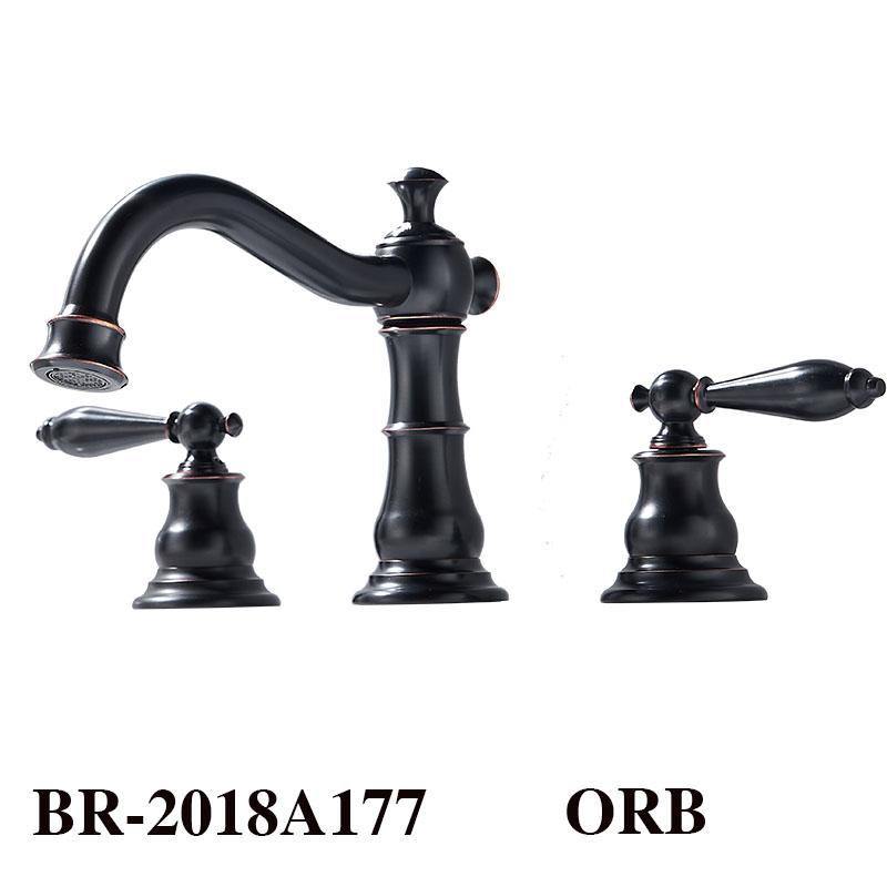 BAKALA 8-дюймовый широко распространенный смеситель для раковины в ванной комнате с 2 ручками, латунный смеситель для туалетного столика с 3 отверстиями и линиями подачи холодной и горячей воды, матовый черный