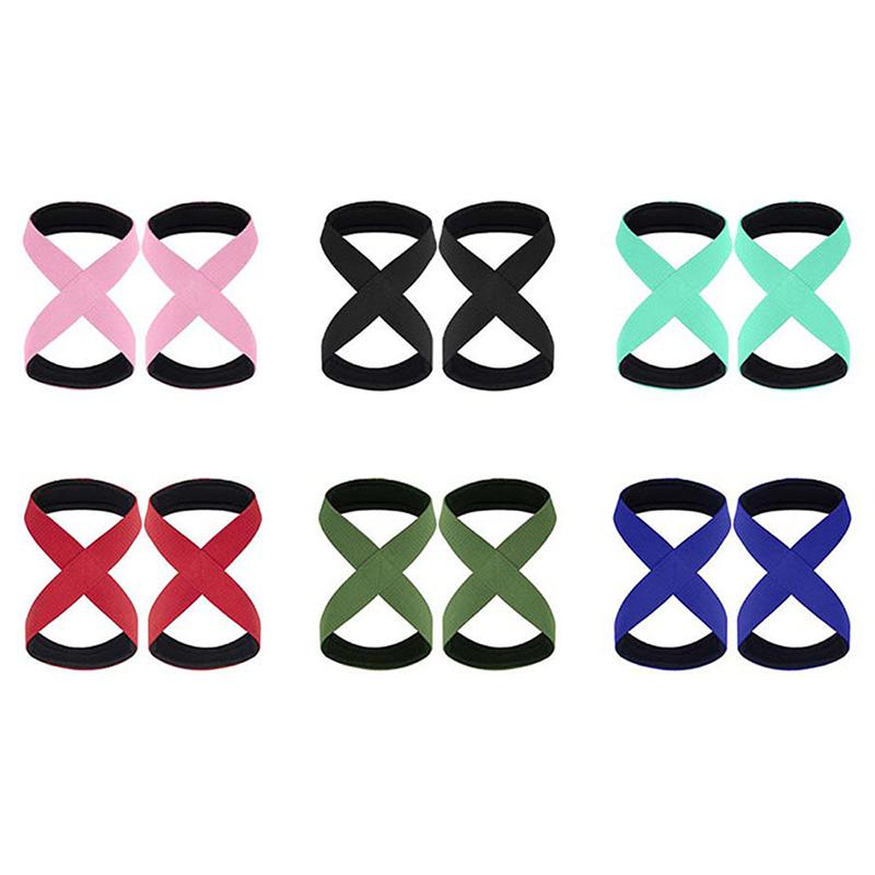 2Pcs Padded Figure 8 Straps Deadlift Weight Lifting Wrist Straps Anti-Slip Sport Fitness Power Lifters Workout Pull-Ups Straps