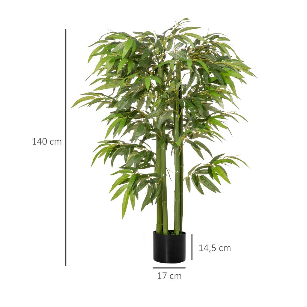 Artificial Plant Plastic Bamboo In Pot 780 Leaves Realistic Look Low Maintenance 140 Cm Green