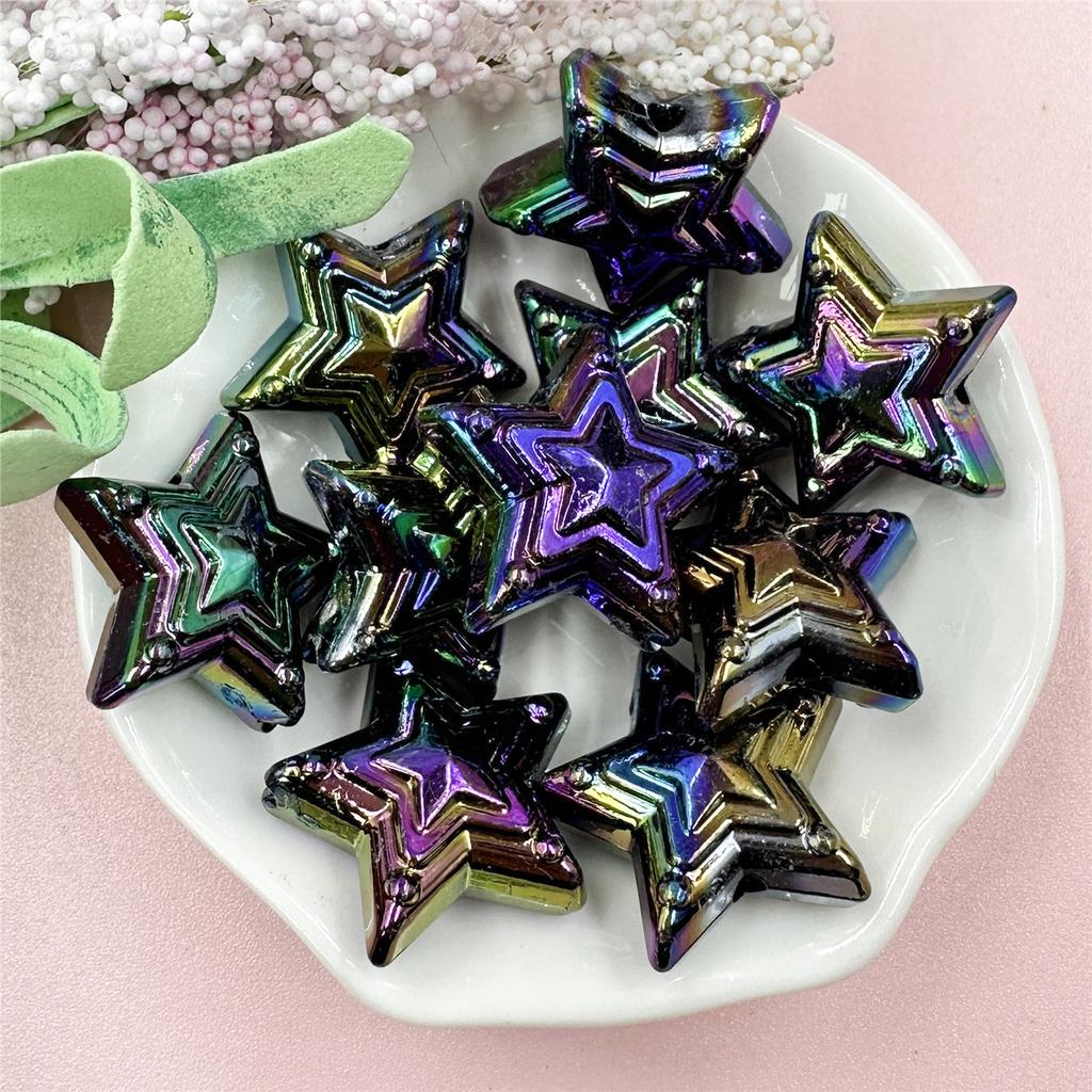 Свободные бусины ручной работы, модные акриловые красочные пентаграммы 22,8 мм, DIY Изготовление ювелирных изделий, 10 шт., материал ручной работы