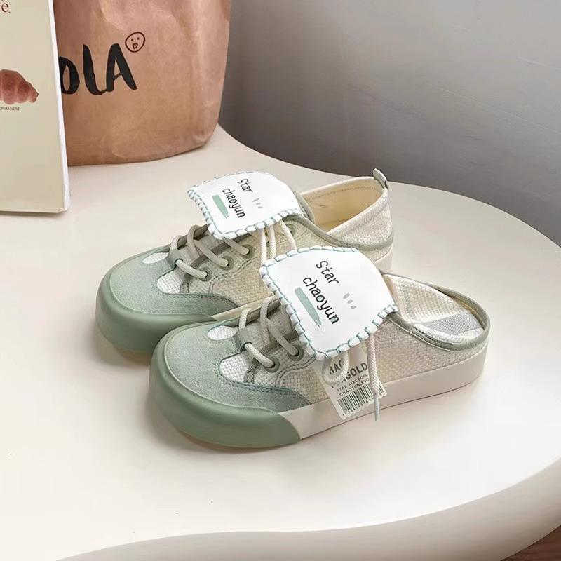 Гу Юньшу Два носят уродливые милые парусиновые туфли с манго-головой женские летние и осенние 2024 нишевые студенческие ленивые ноги на доске