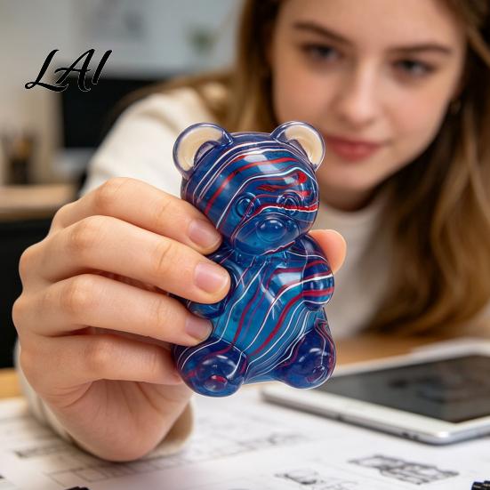 Soft Pinch Toy for Tactile Stimulation Cute Bear Squeeze Toy Portable TPR Decompression Handheld Fidgets Stress Relief Maltose Texture Sensory Fidget