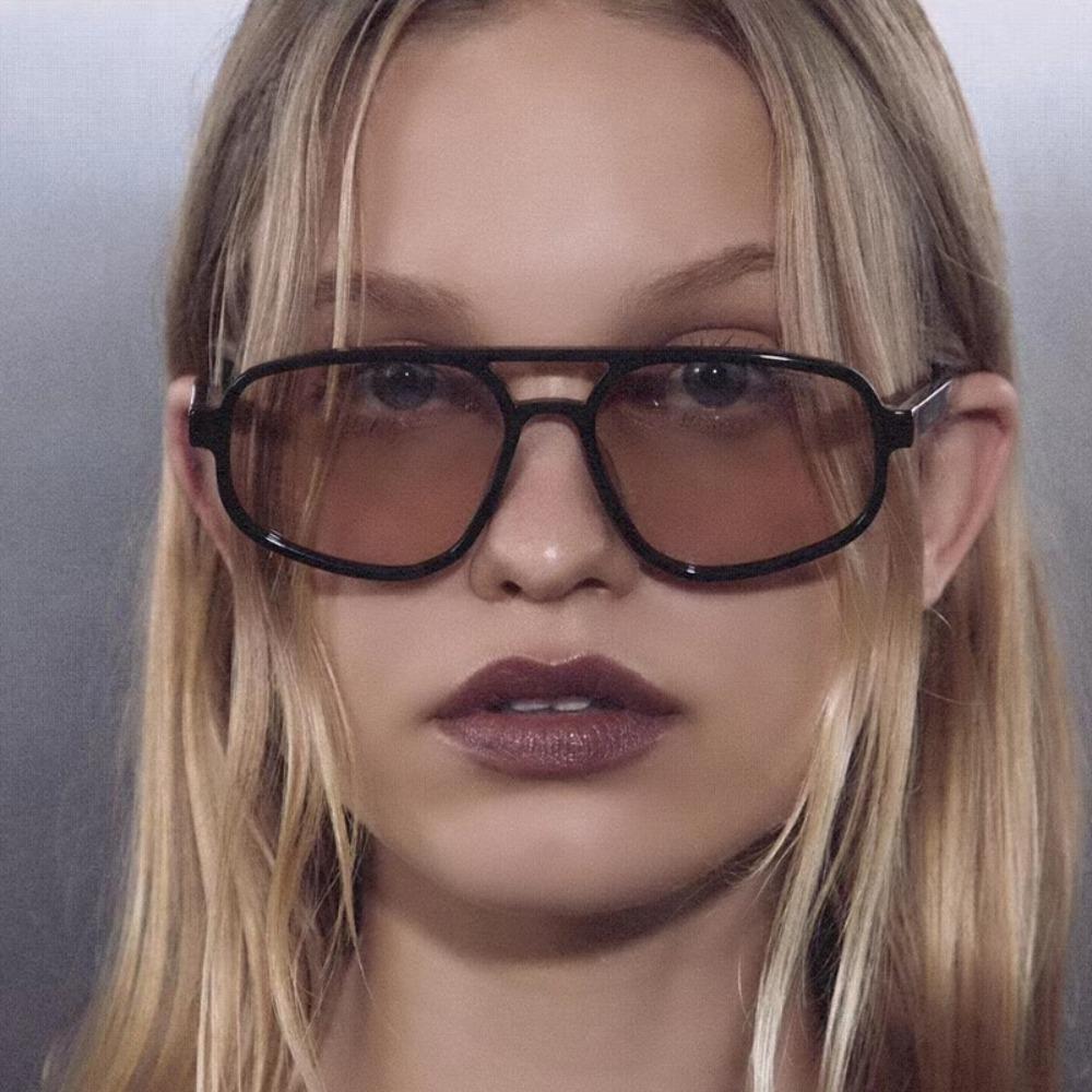 Солнцезащитные очки с широкими дужками, двойной перекладиной, UV400, ретро-тренд, очки, солнцезащитные очки неправильной квадратной формы, для селфи