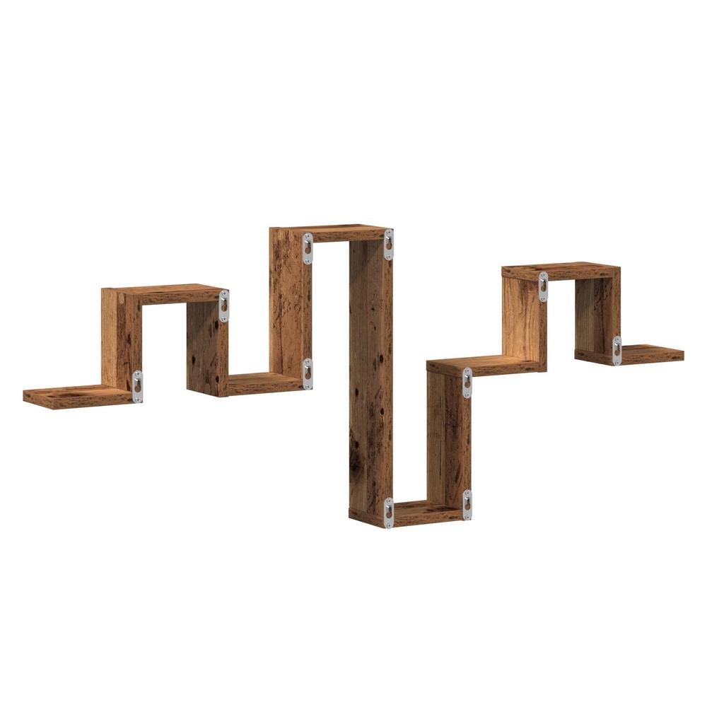 Corner Creative Wave Floating Shelf Wall Shelf, Wood Grain Corner Frame Rustic Wood Wall Hanging, Room Decoration Floating Shelf 104.5x10x43 Cm