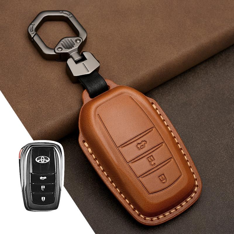 Кожаный чехол-брелок для ключей для Toyota Camry Corolla FJ Land Cruiser RAV4 Prius Sienna Prado CHR Avalon GT86 Защитный брелок