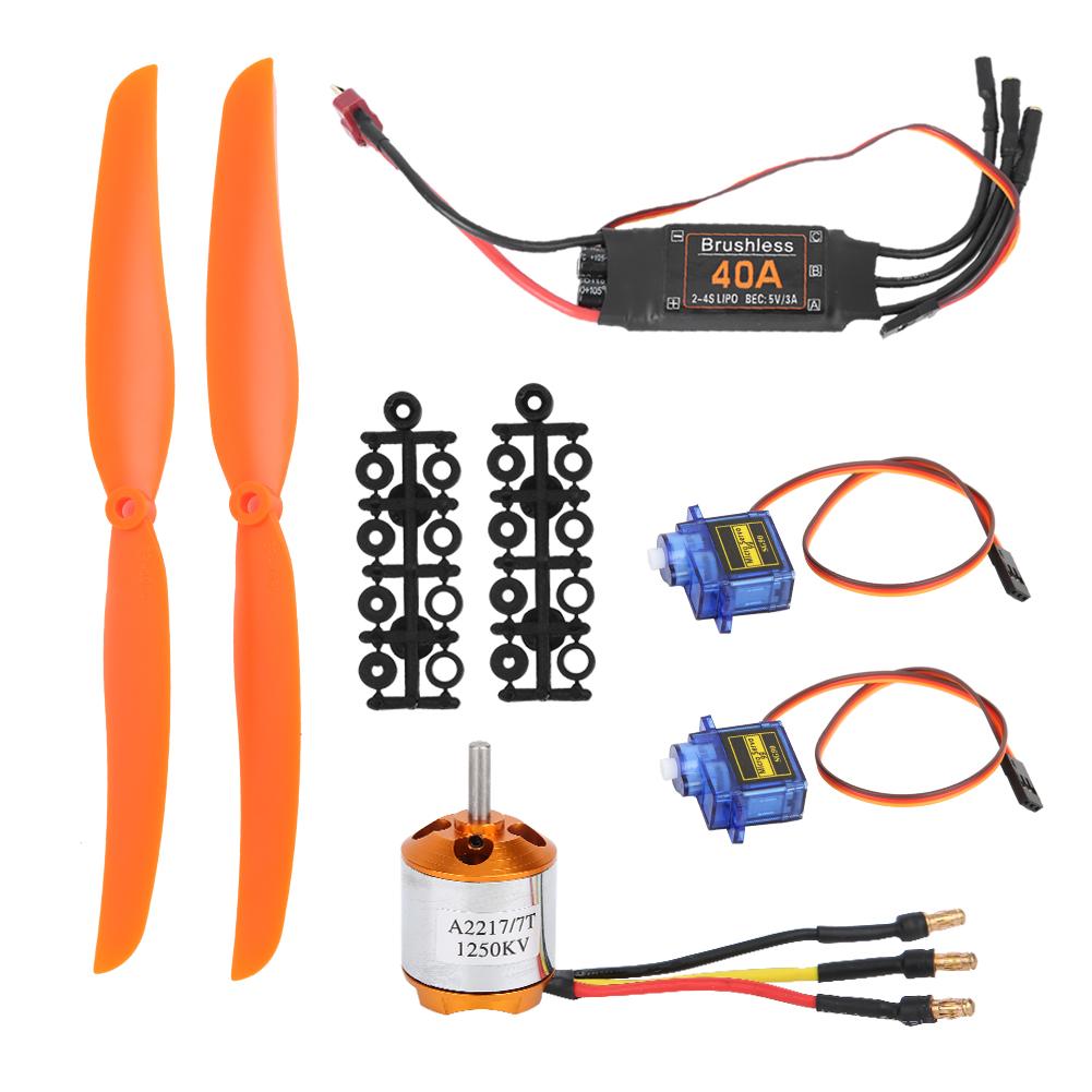 A2217 1250KV Brushless Motor 40A ESC SG90 9G Micro Servo 8060 Propeller for RC Plane(1250KV Motor