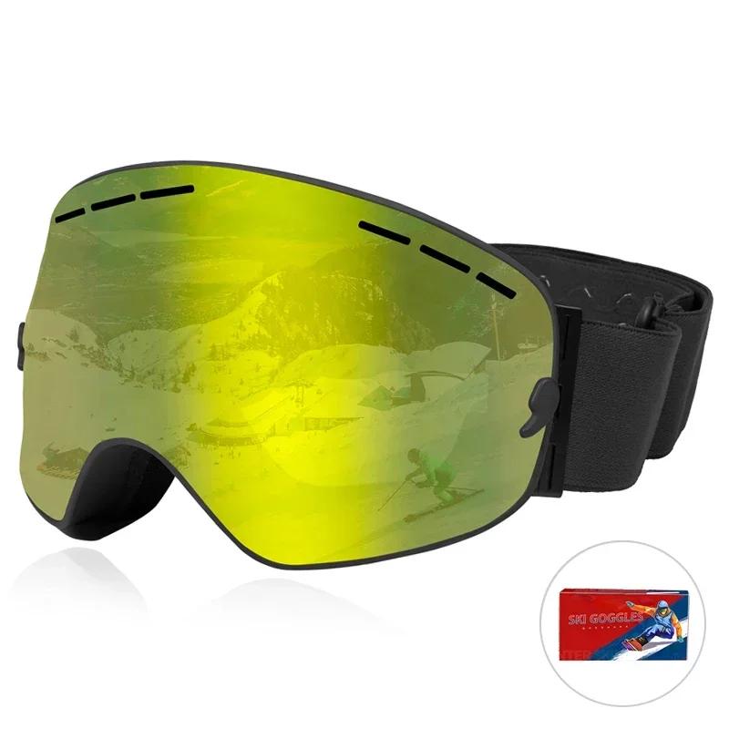 Queshark Взрослые двухслойные противотуманные очки UV400, горнолыжные очки, маска, зеркало, горнолыжные очки, зимние очки для сноуборда