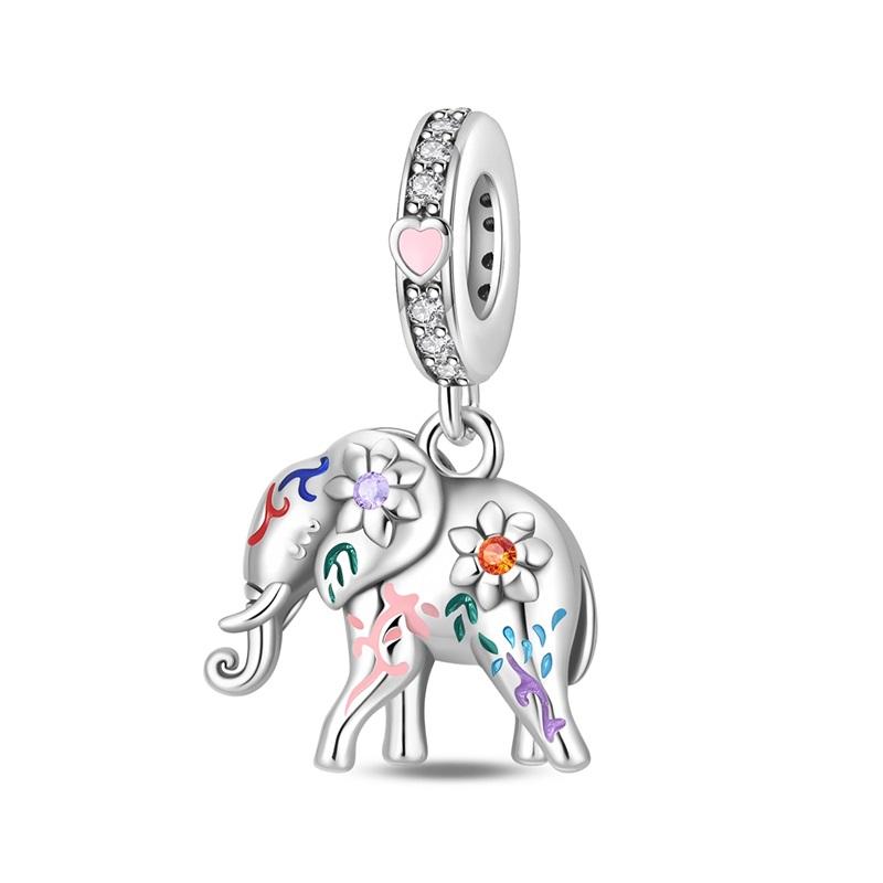 Copper Cute Mascot Elephant Talisman Charm Pendants Fit Diy Bracelet Necklace Jewelry For Women Birthday Gift