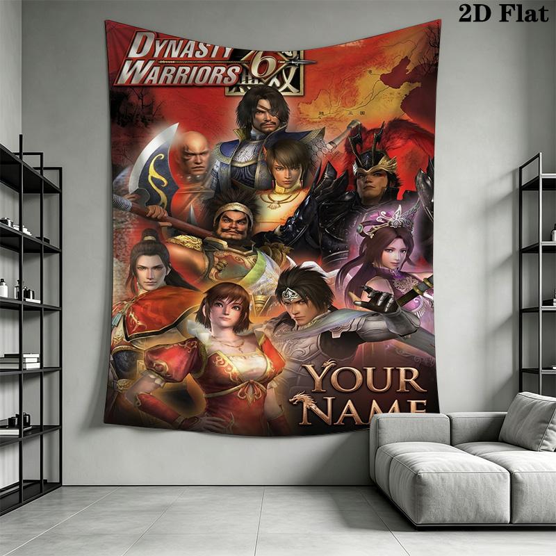 Name Custom Dynasty Warriors Wall Tapestry Aesthetic Wall Hanging Printed Fabric Blanket Decorative Tapestries for Bedroom Living Room Home Decor