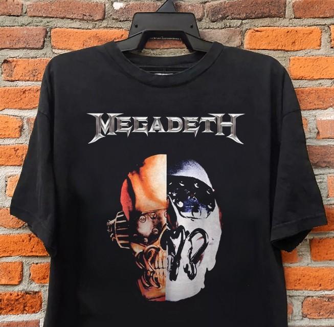 Rare Megadeth Vic Split Logo Unisex Black Cotton T-Shirt S-5XL