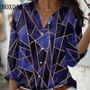Spring Long Sleeve Button Shirts 3D Floral Printed Loose Lapel Shirt Vintage Women's Blouses Tops Summer Female Clothing 2026