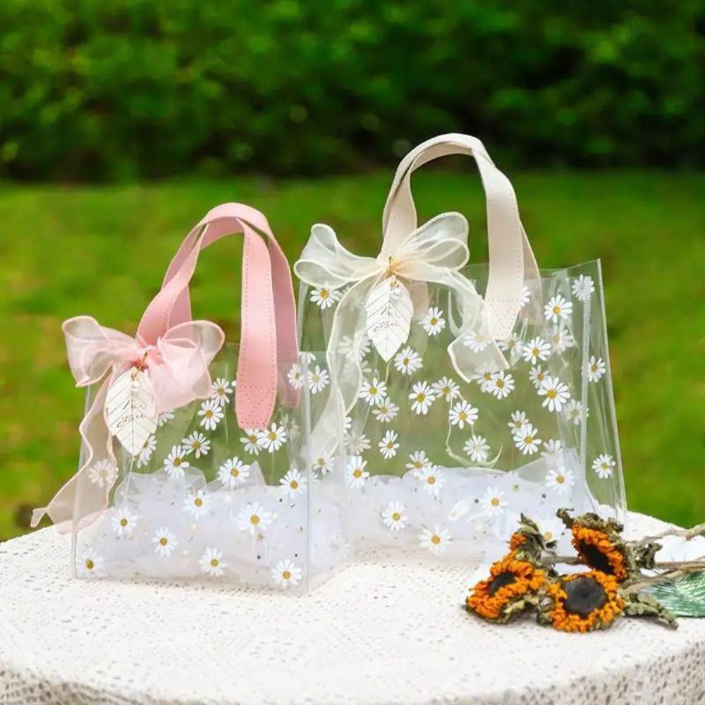 Clear Transparent Daisy Gift Bag Wedding Favors Daisy Packaging Bag Gift Tote Bags Party Supplies